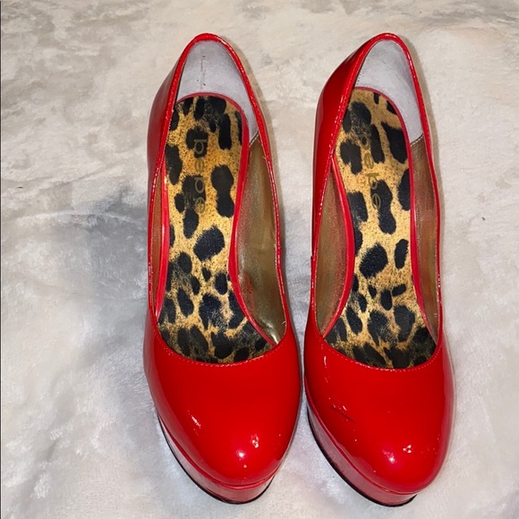 Bebe Red Leather High Heels - Picture 2 of 4